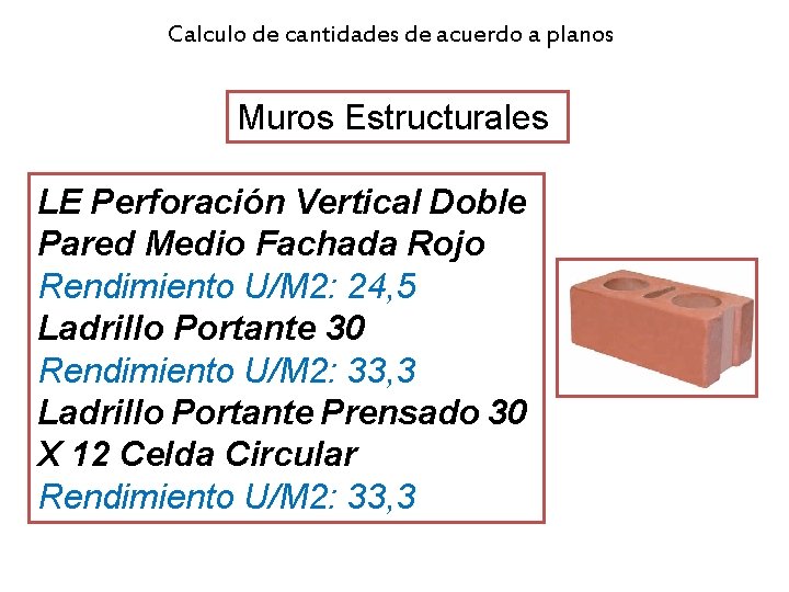 Calculo de cantidades de acuerdo a planos Muros Estructurales LE Perforación Vertical Doble Pared