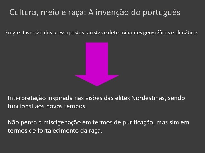 Cultura, meio e raça: A invenção do português Freyre: Inversão dos pressupostos racistas e