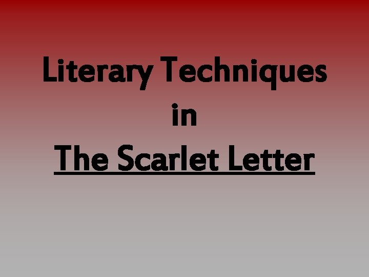 Literary Techniques in The Scarlet Letter 