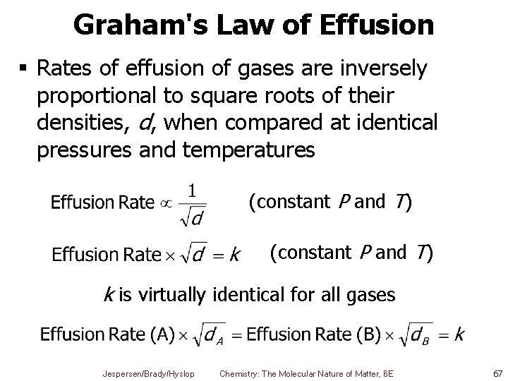 Graham's Law of Effusion § Rates of effusion of gases are inversely proportional to