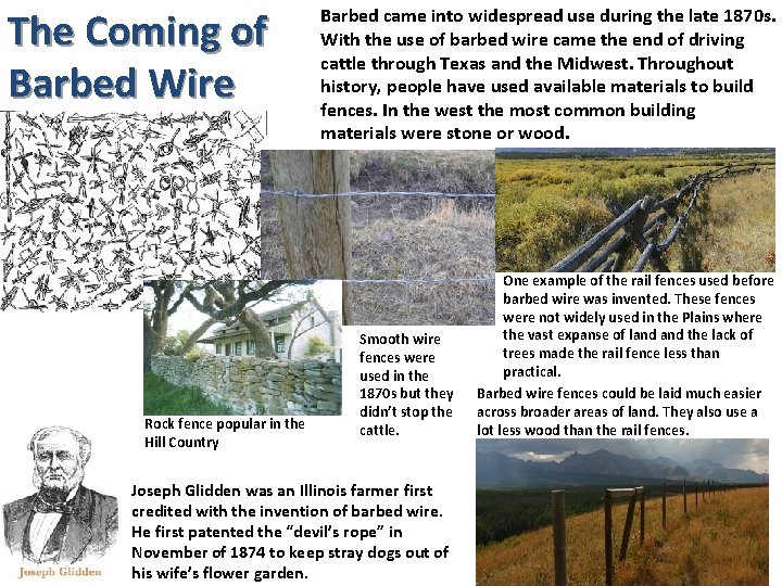 The Coming of Barbed Wire Rock fence popular in the Hill Country Barbed came
