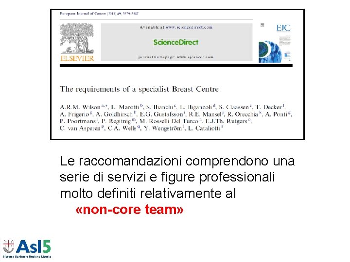 Le raccomandazioni comprendono una serie di servizi e figure professionali molto definiti relativamente al Le raccomandazioni comprendono una serie di servizi e figure professionali molto definiti relativamente al