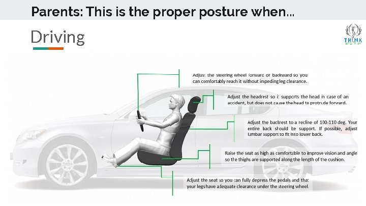 Parents: This is the proper posture when. . . Driving 