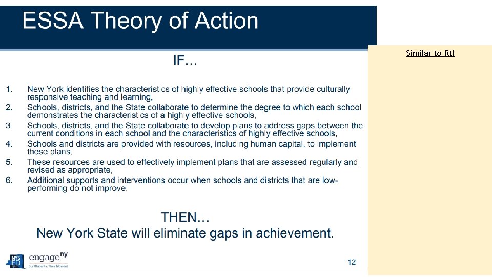 Similar to Rt. I IF: 1 - identify highly effective practice 2 - compare
