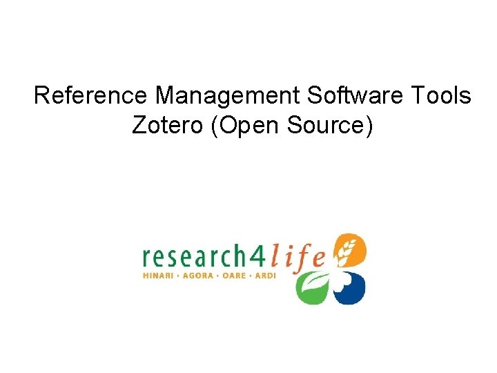 Reference Management Software Tools Zotero (Open Source) 