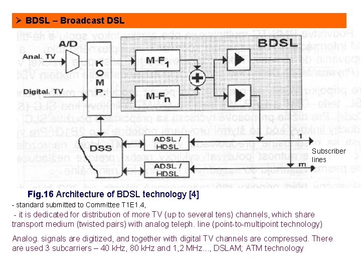 Ø BDSL – Broadcast DSL Subscriber lines Fig. 16 Architecture of BDSL technology [4]