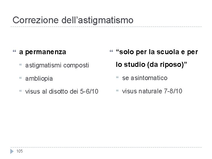 Correzione dell’astigmatismo a permanenza “solo per la scuola e per astigmatismi composti lo studio