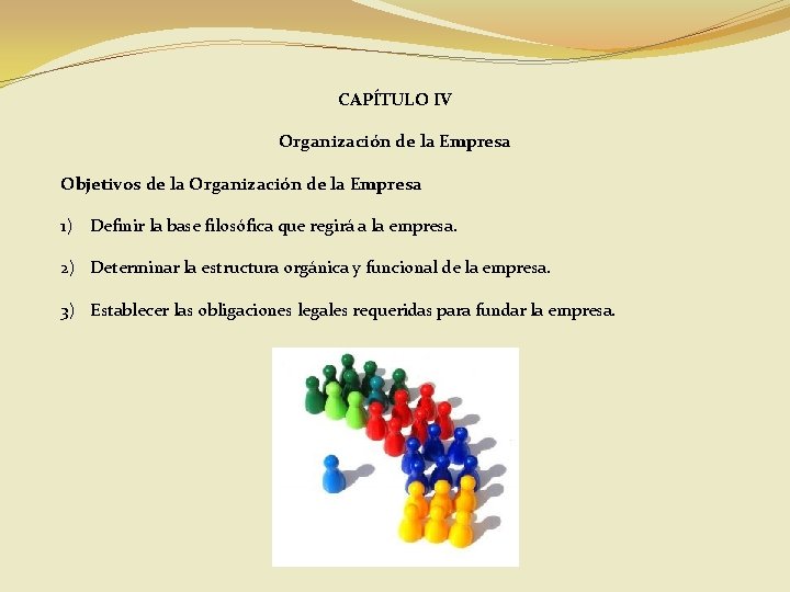 CAPÍTULO IV Organización de la Empresa Objetivos de la Organización de la Empresa 1)