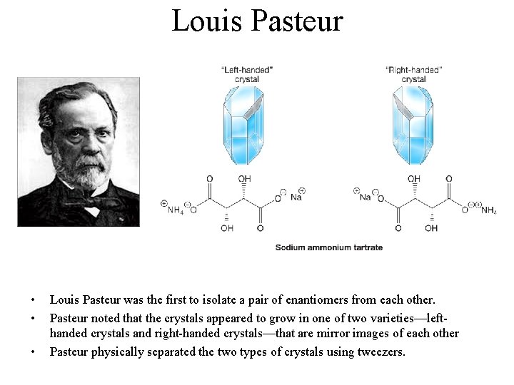 Louis Pasteur • • • Louis Pasteur was the first to isolate a pair