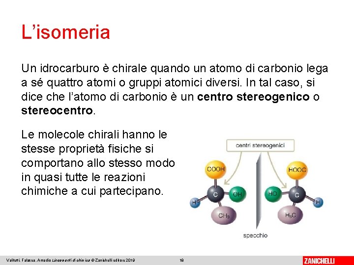 L’isomeria Un idrocarburo è chirale quando un atomo di carbonio lega a sé quattro