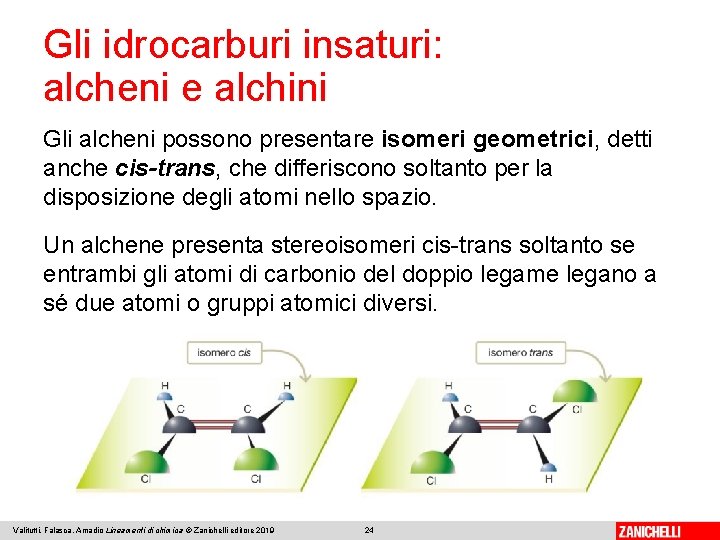 Gli idrocarburi insaturi: alcheni e alchini Gli alcheni possono presentare isomeri geometrici, detti anche