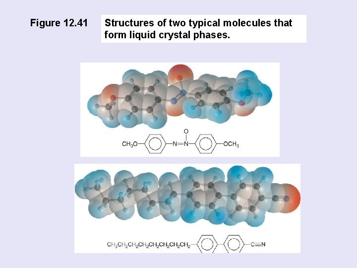 Figure 12. 41 Structures of two typical molecules that form liquid crystal phases. 