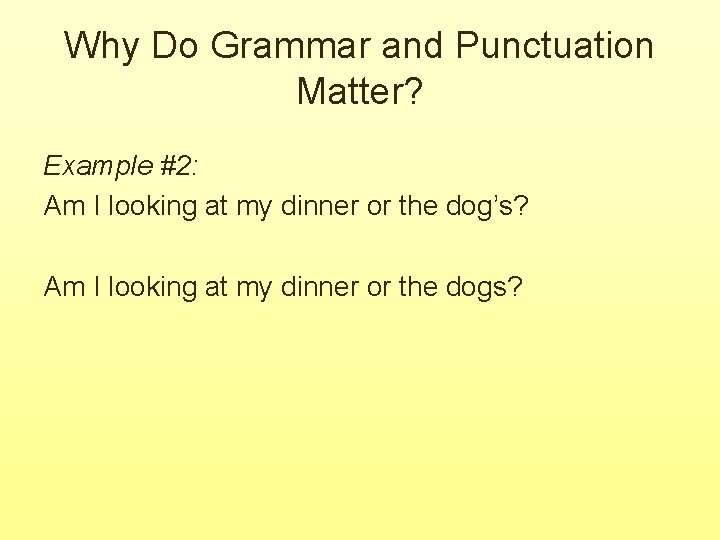 Why Do Grammar and Punctuation Matter? Example #2: Am I looking at my dinner