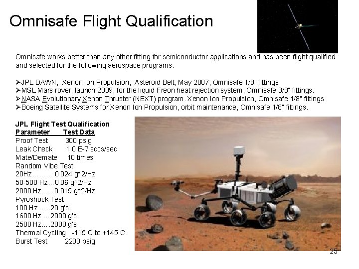 Omnisafe Flight Qualification Omnisafe works better than any other fitting for semiconductor applications and