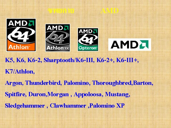 ซพยคาย AMD K 5, K 6 -2, Sharptooth/K 6 -III, K 6 -2+, K