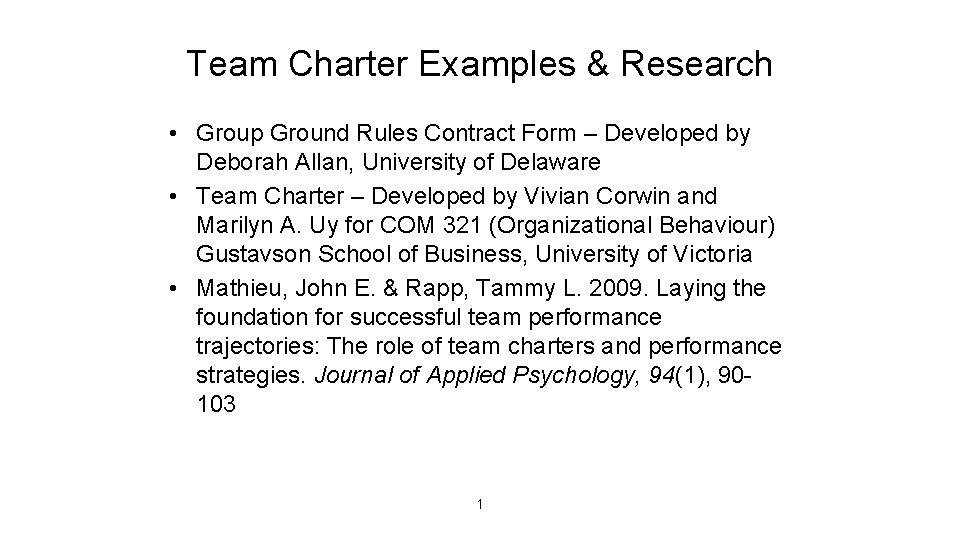 Team Charter Examples & Research • Group Ground Rules Contract Form – Developed by