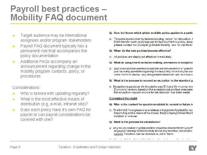 Payroll best practices – Mobility FAQ document ► ► ► Target audience may be