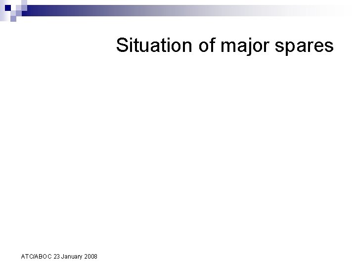 Situation of major spares ATC/ABOC 23 January 2008 