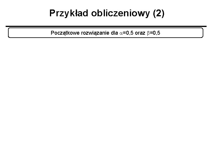Przykład obliczeniowy (2) Początkowe rozwiązanie dla a=0, 5 oraz b=0, 5 