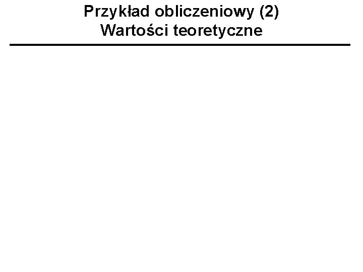 Przykład obliczeniowy (2) Wartości teoretyczne 