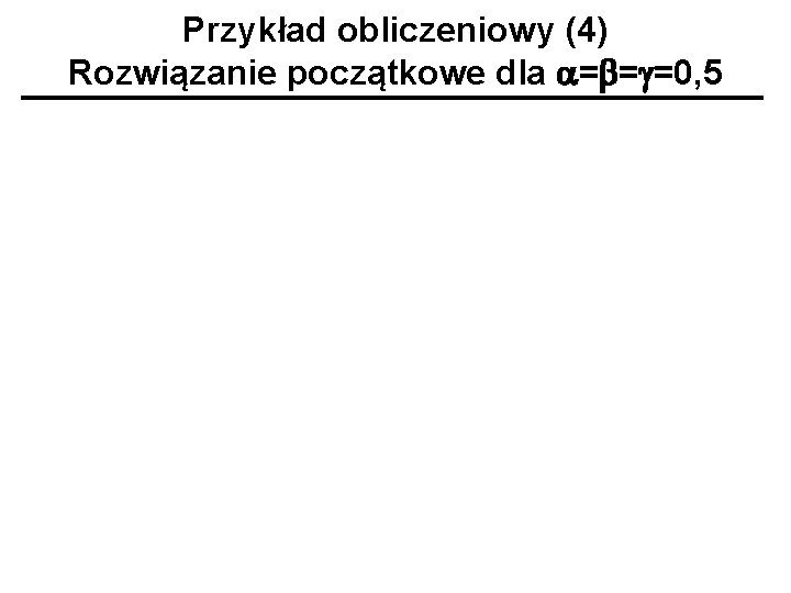 Przykład obliczeniowy (4) Rozwiązanie początkowe dla a=b=g=0, 5 