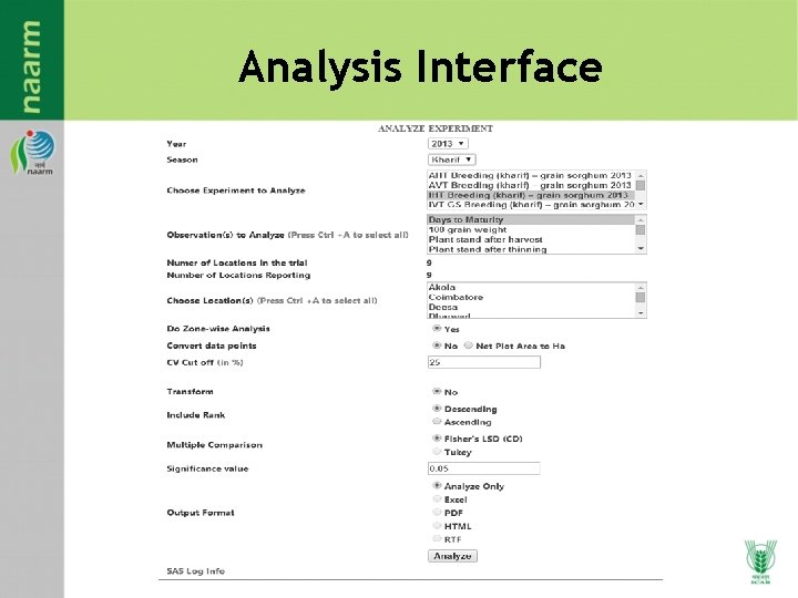 Analysis Interface Analysis Interface