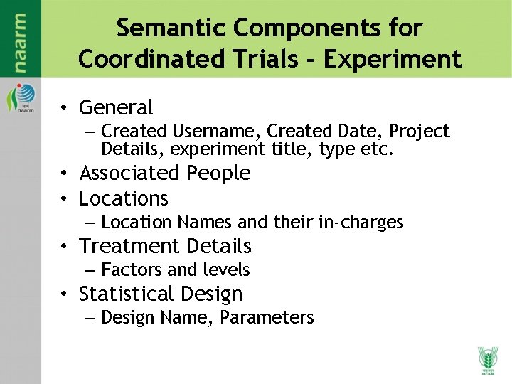 Semantic Components for Coordinated Trials - Experiment • General – Created Username, Created Date, Semantic Components for Coordinated Trials - Experiment • General – Created Username, Created Date,