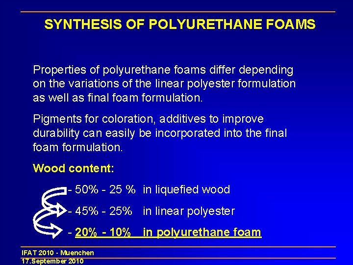 SYNTHESIS OF POLYURETHANE FOAMS Properties of polyurethane foams differ depending on the variations of