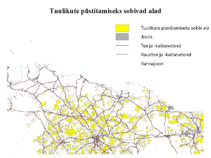Tuulikute püstitamiseks sobivad alad 