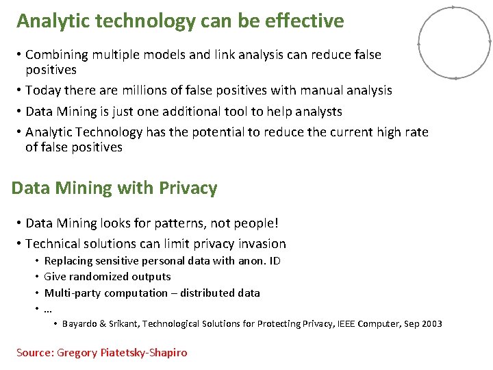 Analytic technology can be effective • Combining multiple models and link analysis can reduce