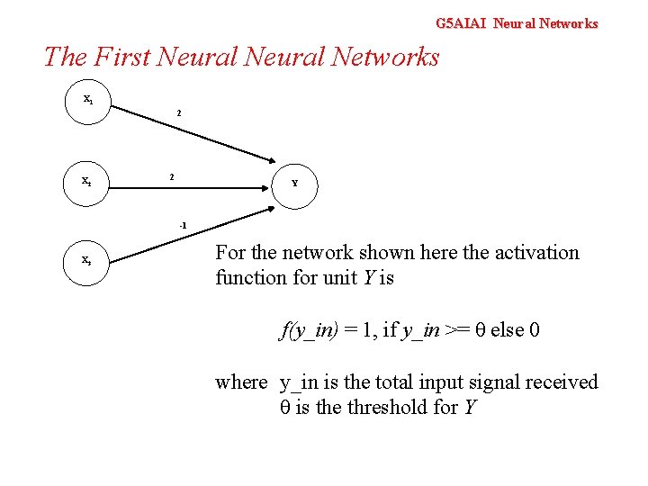 G 5 AIAI Neural Networks The First Neural Networks X 1 2 X 2