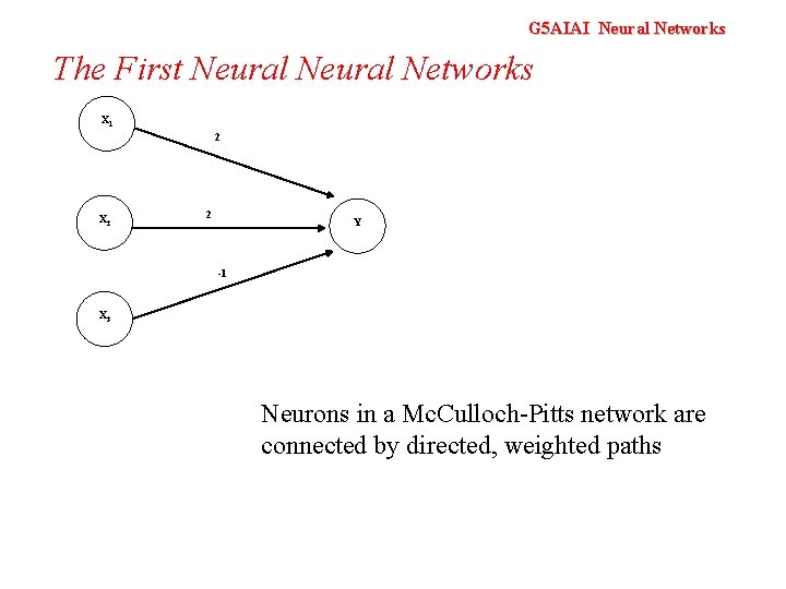 G 5 AIAI Neural Networks The First Neural Networks X 1 2 X 2