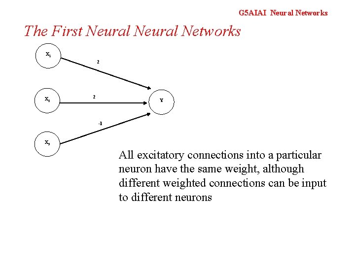 G 5 AIAI Neural Networks The First Neural Networks X 1 2 X 2