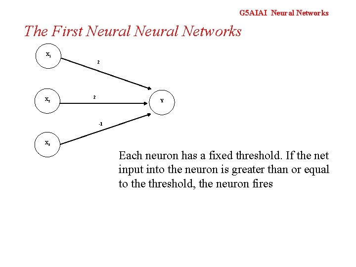 G 5 AIAI Neural Networks The First Neural Networks X 1 2 X 2