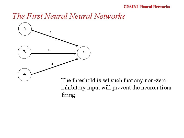 G 5 AIAI Neural Networks The First Neural Networks X 1 2 X 2
