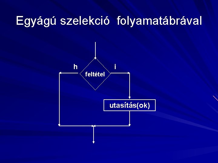 Egyágú szelekció folyamatábrával h i feltétel utasítás(ok) 