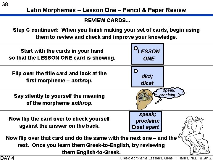 38 Latin Morphemes – Lesson One – Pencil & Paper Review REVIEW CARDS. .