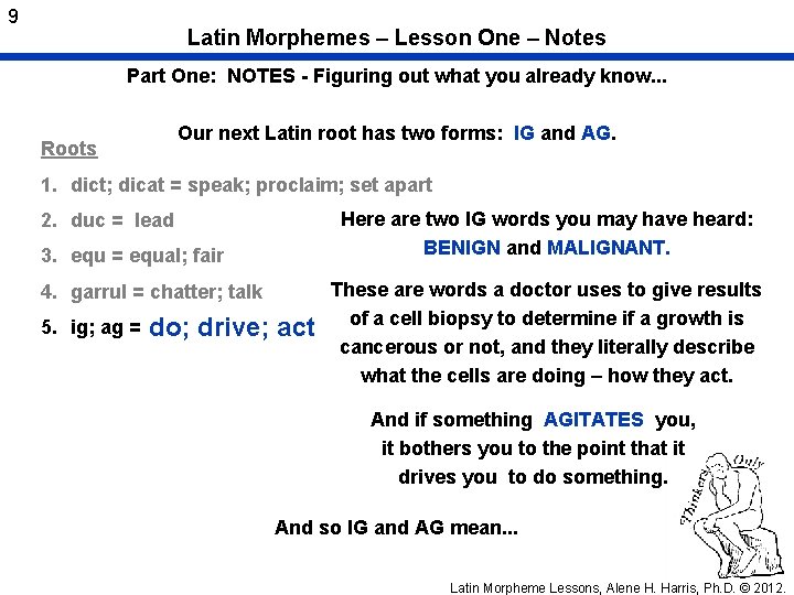 9 Latin Morphemes – Lesson One – Notes Part One: NOTES - Figuring out