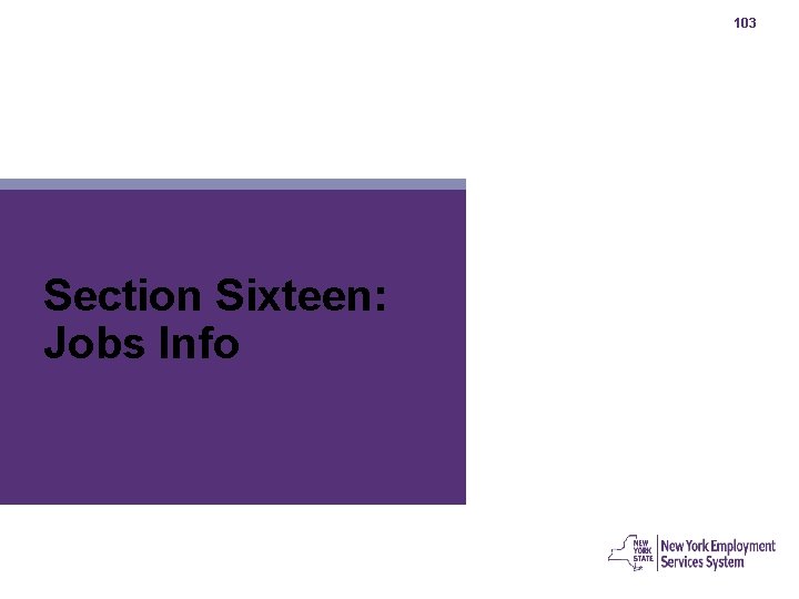 103 Section Sixteen: Jobs Info 