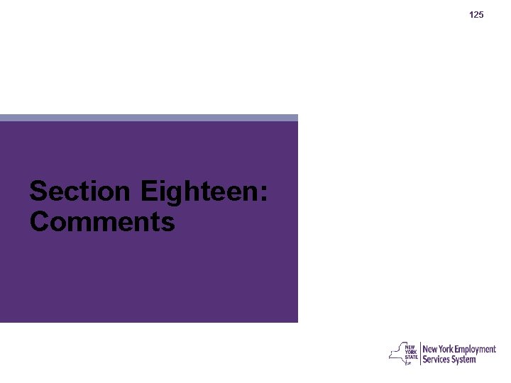 125 Section Eighteen: Comments 