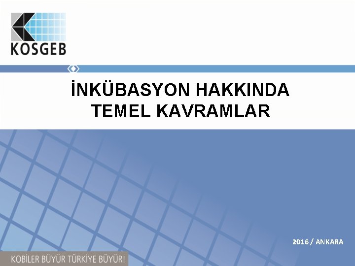 İNKÜBASYON HAKKINDA TEMEL KAVRAMLAR 2016 / ANKARA 