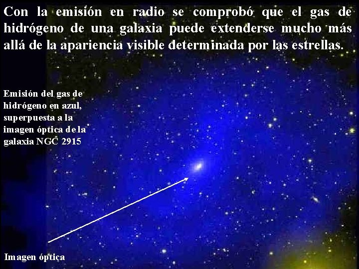 Con la emisión en radio se comprobó que el gas de hidrógeno de una