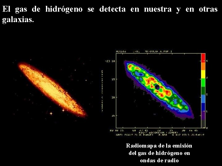 El gas de hidrógeno se detecta en nuestra y en otras galaxias. Radiomapa de