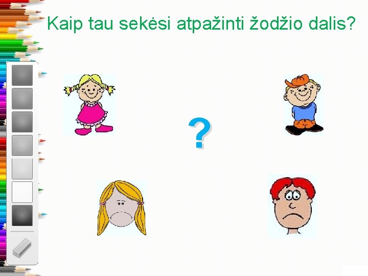 Kaip tau sekėsi atpažinti žodžio dalis? ? 