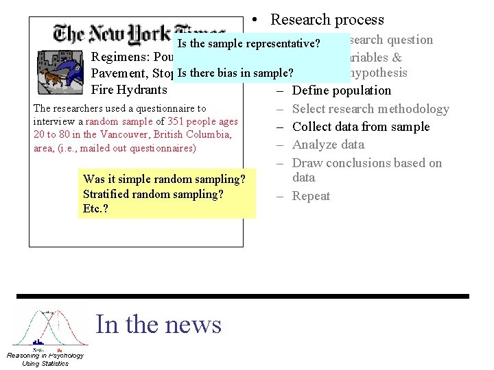  • Research process – Ask the research question Is the sample representative? Regimens: