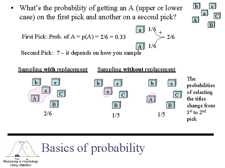  • What’s the probability of getting an A (upper or lower case) on