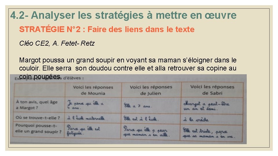 4. 2 - Analyser les stratégies à mettre en œuvre STRATÉGIE N° 2 : 4. 2 - Analyser les stratégies à mettre en œuvre STRATÉGIE N° 2 :