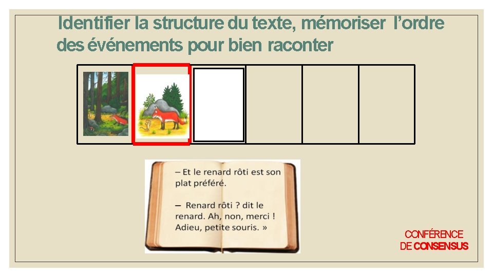Identifier la structure du texte, mémoriser l’ordre des événements pour bien raconter CONFÉRENCE DE Identifier la structure du texte, mémoriser l’ordre des événements pour bien raconter CONFÉRENCE DE