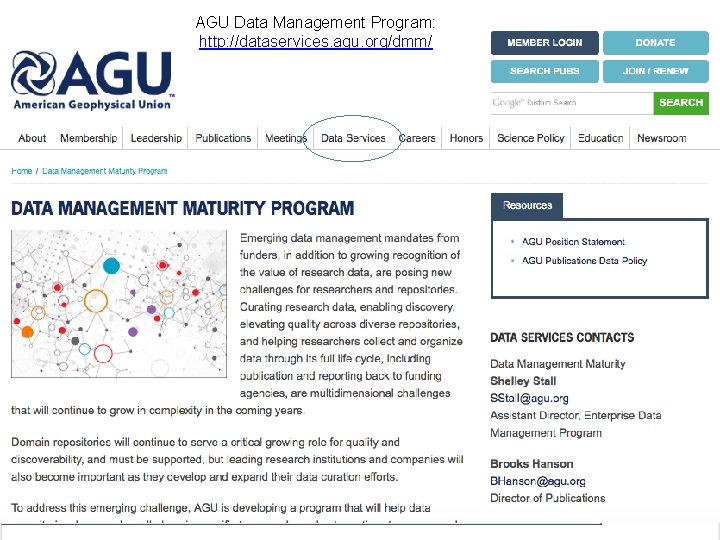 AGU Data Management Program: http: //dataservices. agu. org/dmm/ 25 