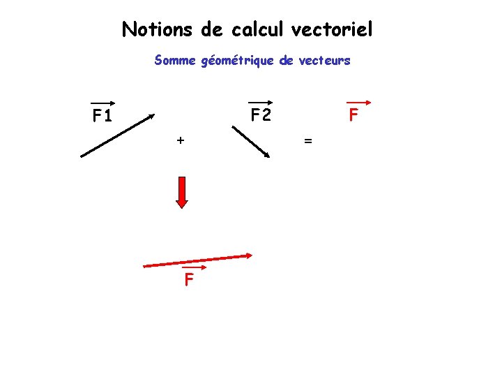 Notions de calcul vectoriel Somme géométrique de vecteurs F 2 F 1 + F